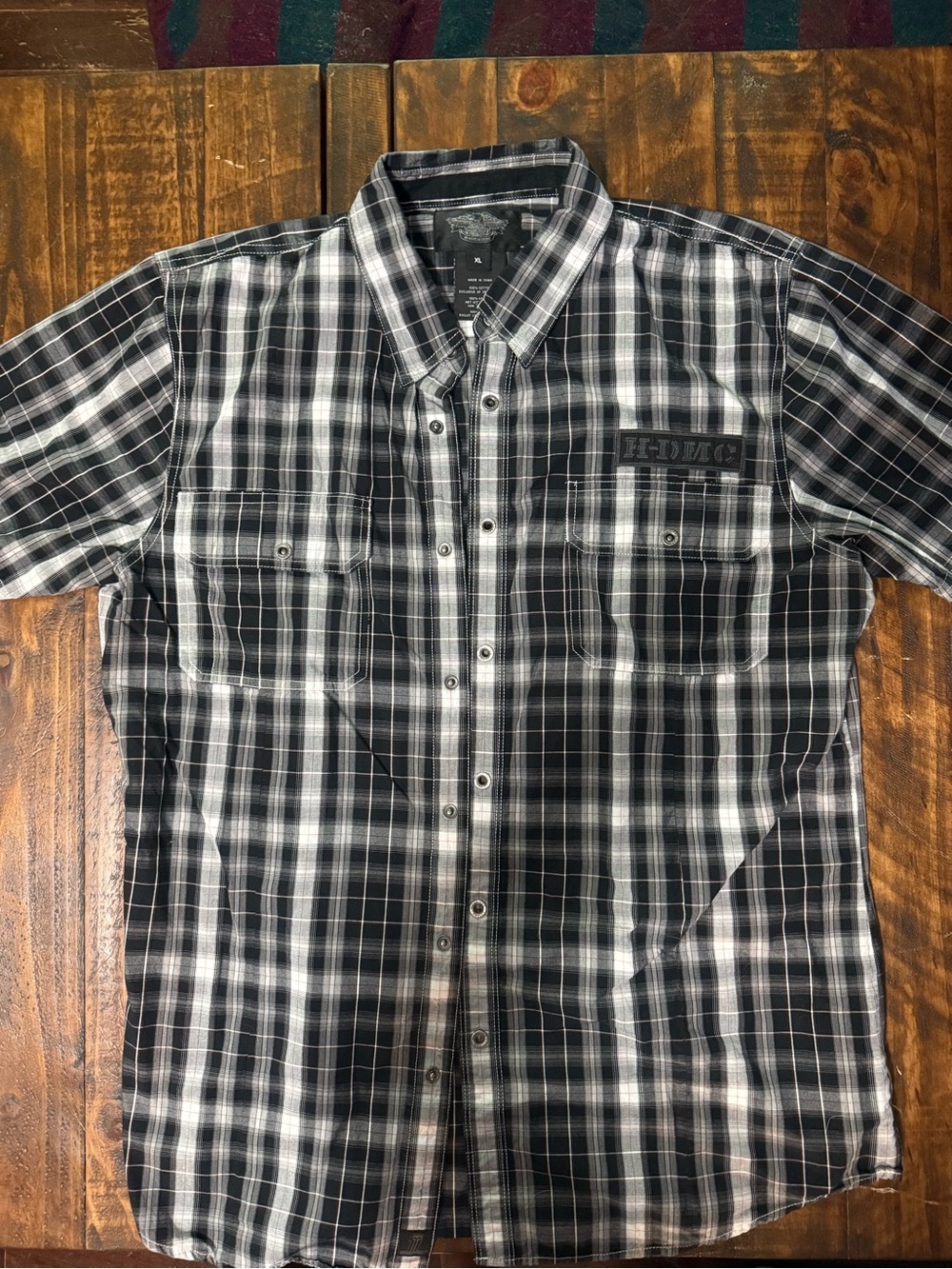 Harley-Davidson Black Gray Plaid Button-Up Shirt | Men’s XL | Biker Casual